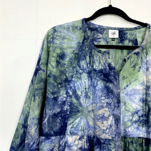 CAbi Woodstock Tie Dye Top Size M #5714 Blue Green‎ Unique NWOT $109 - Picture 6 of 11